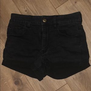 Black high-rise shortie shorts